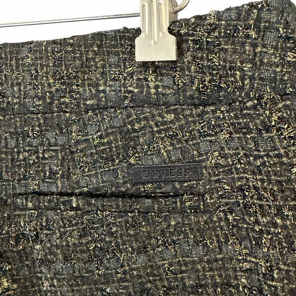 Express Metallic Tweed Shorts Womens 6 Black Gold Pockets Cuffed Lined Chic Y2K - Picture 5 of 13